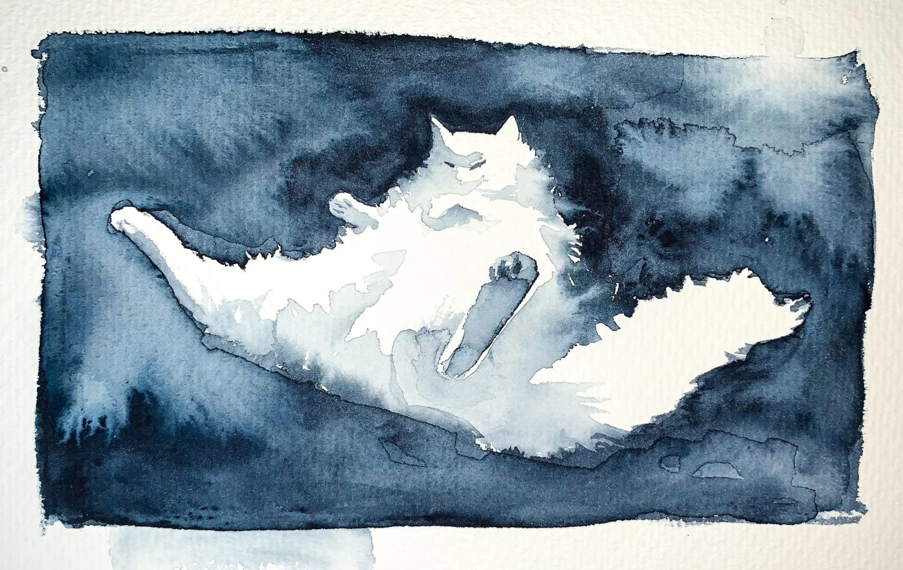 Small watercolor study of Sasha in soft tones.